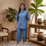 premium plus size | denim elegance with floral