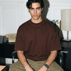 Home Chocolate Brown oversized t shirt for men loose fit streetwear style