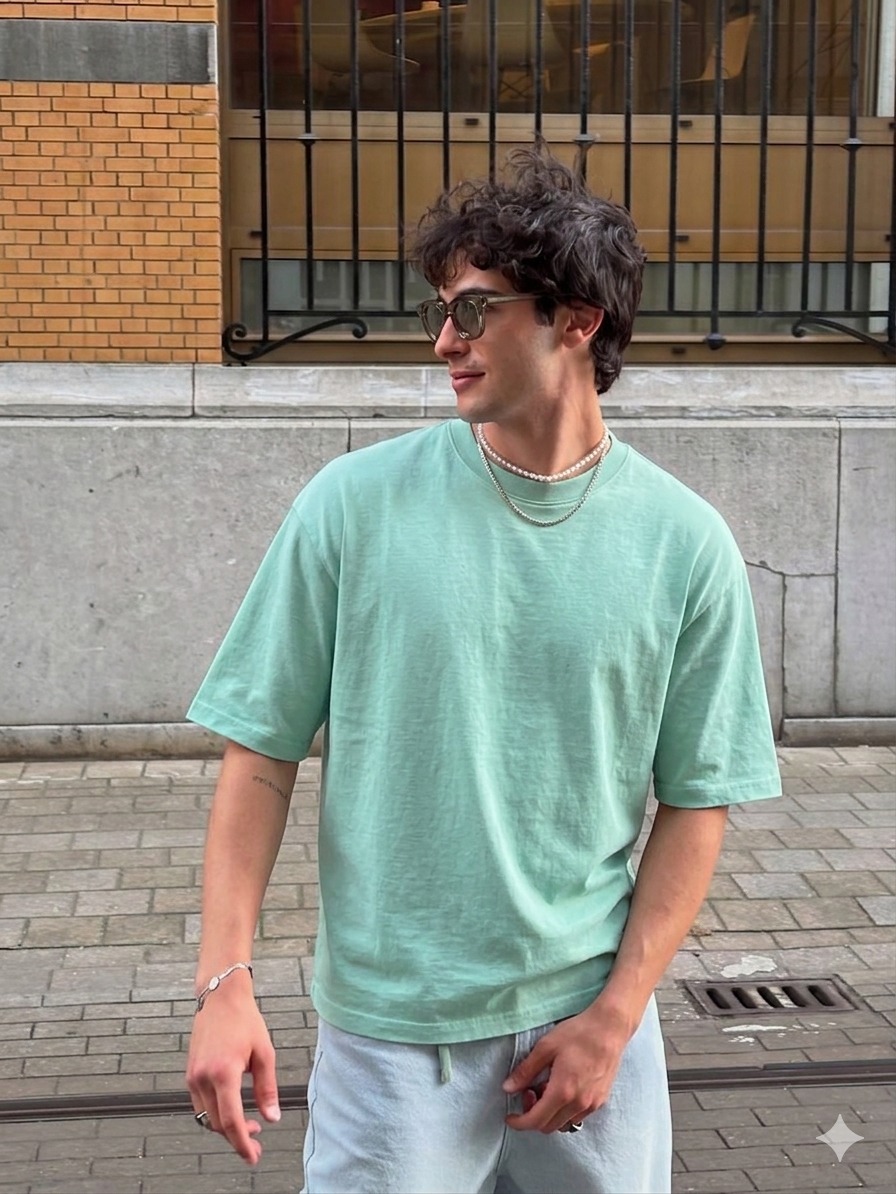 mint green oversized t shirt for men | premium cotton loose fit tee Mint green oversized t shirt for men loose fit casual streetwear style